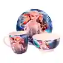 Set 3 Piezas Vajilla Infantil Vaso Taza Plato Frozzen