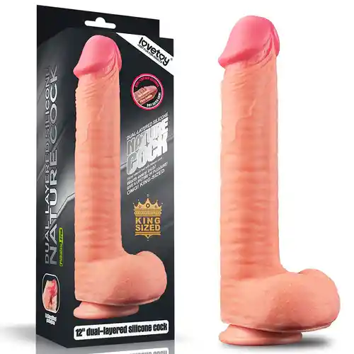 12" Dual Layered Platinum Silicone Cock