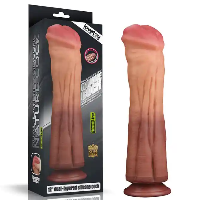 12'' Dual Layered Platinum Silicone Cock