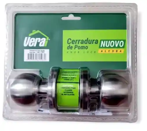 Cerradura Cilíndrica Para Alcoba Con Pomo Acero Inoxidable Nuovo Vera