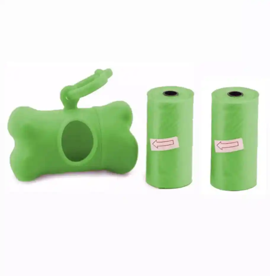 Dispensador Huesito De Bolsas Sanitarias Para Mascota + 2 Paquetes De Bolsas