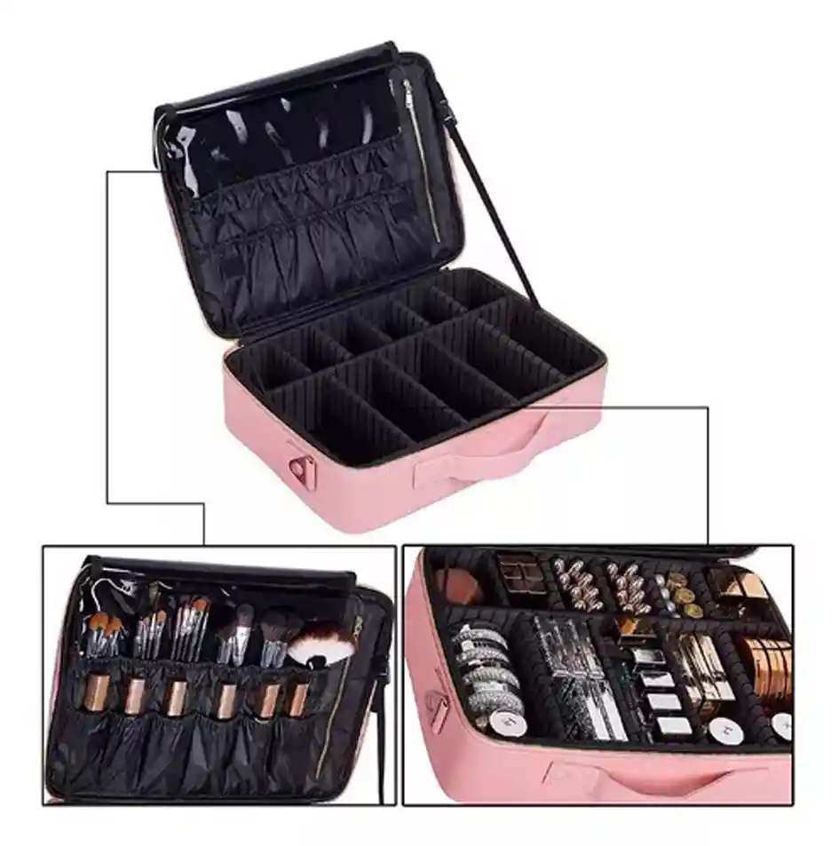 Maleta De Maquillaje Organizador Viaje Separadores Mediana