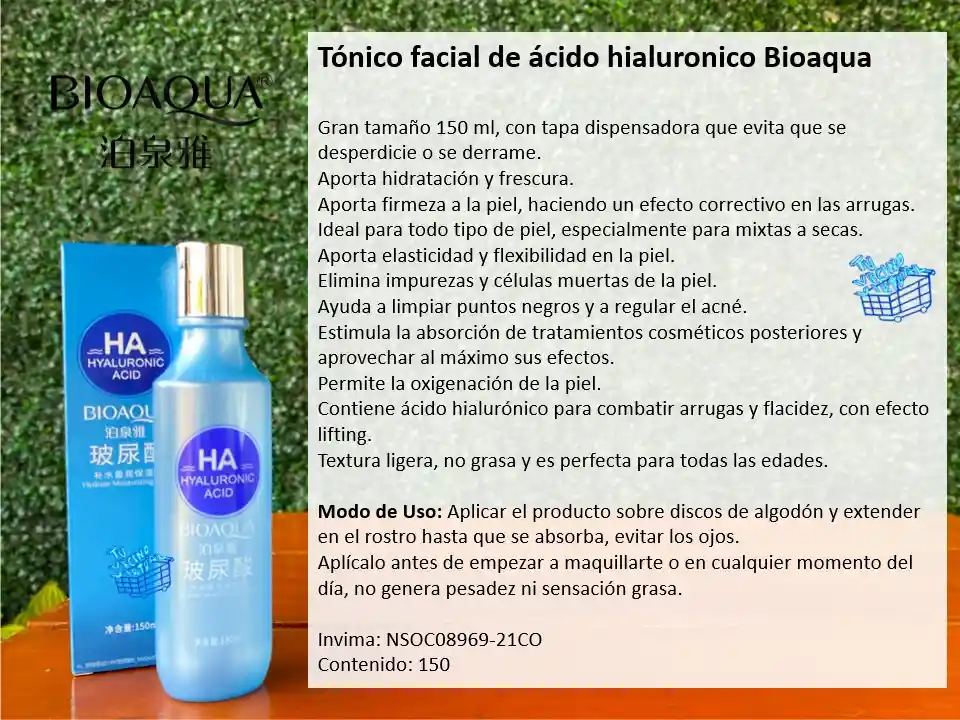 Tónico Y Crema De Acido Hialuronico Bioaqua