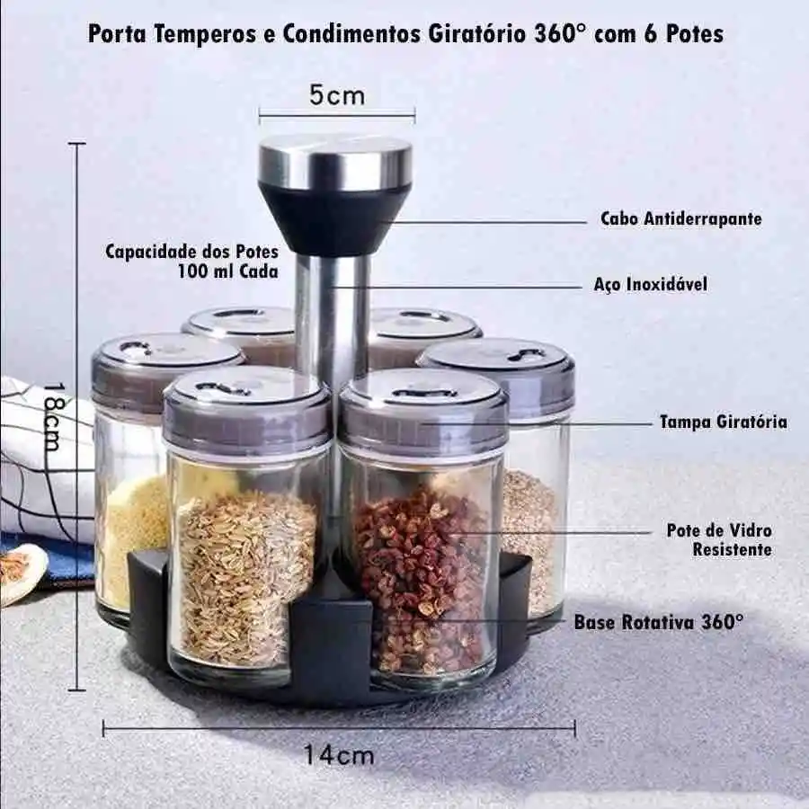 Condimentero Giratorio Para Especias Organizador Cocina X7 Pcs