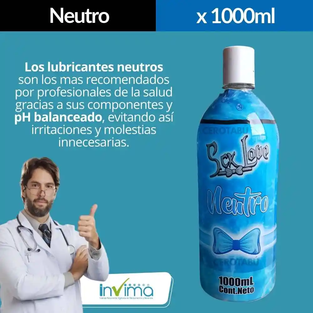 Lubricante Neutro A Base De Agua Larga Duración X 1000 Ml