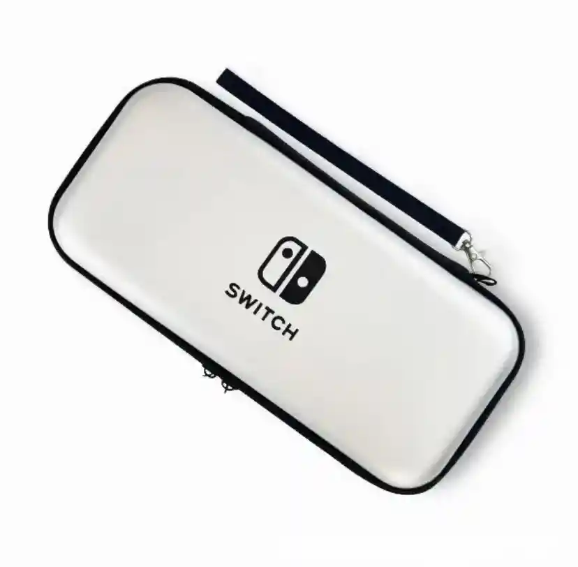 Estuche Rigido Viajero Plateado + Vidrio Protector + Grips Para Nintendo Switch