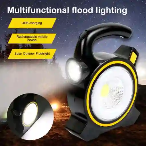 Linterna Recargable, Solar Y Puerto Usb / Linterna Solar Led Con Carga Usb