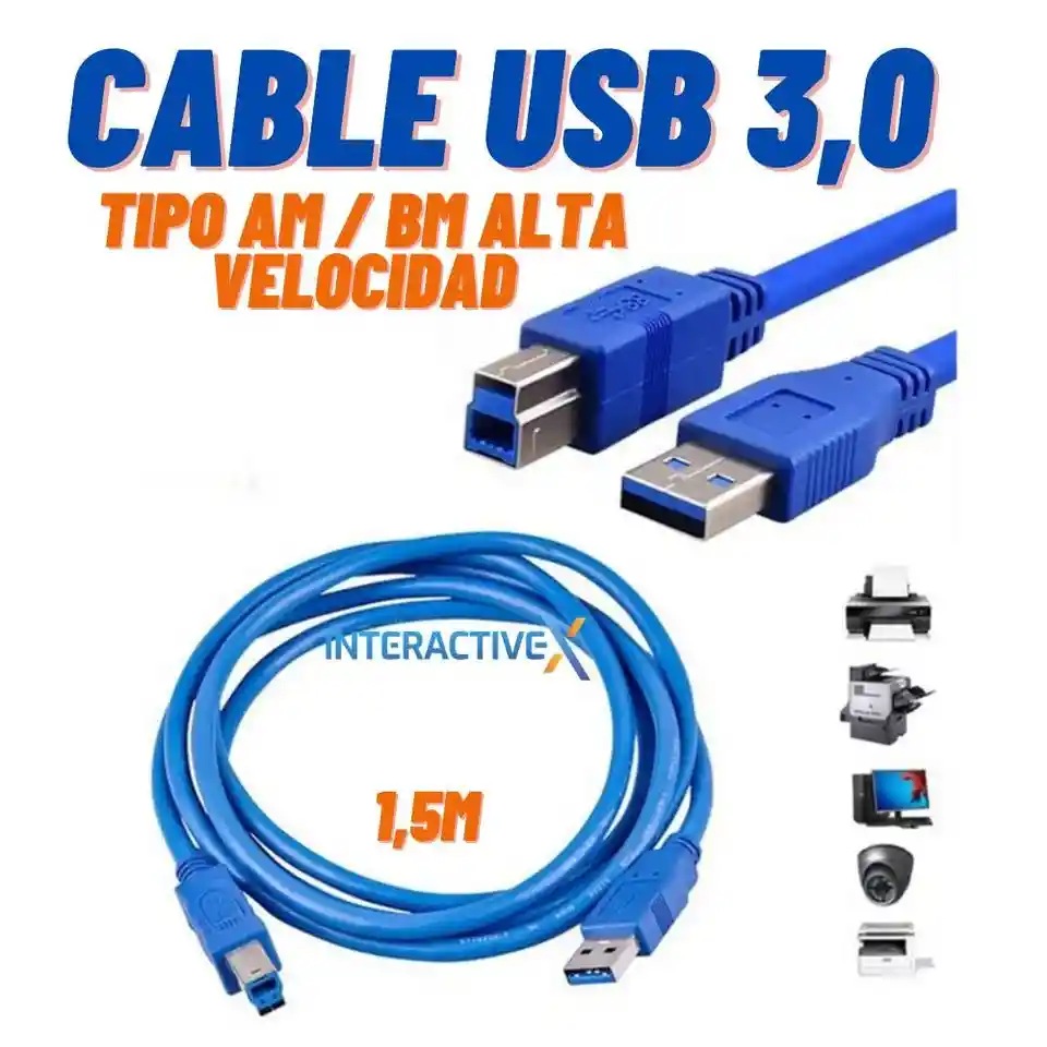 Cable Usb 3,0 Tipo Am/bm 1.5m /cable Impresora