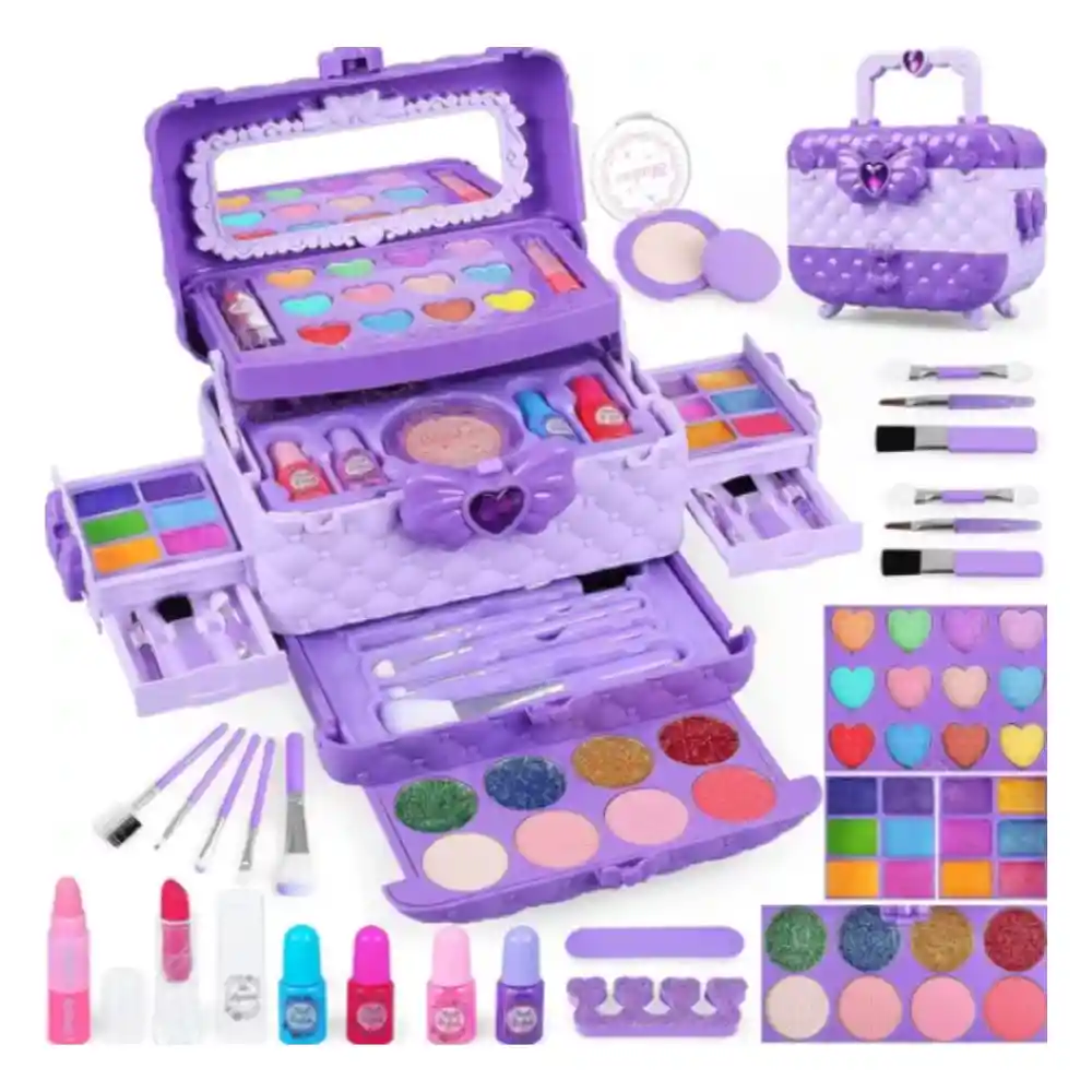 Kit De Maquillaje Infantil 54 Piezas Para Niña Morado