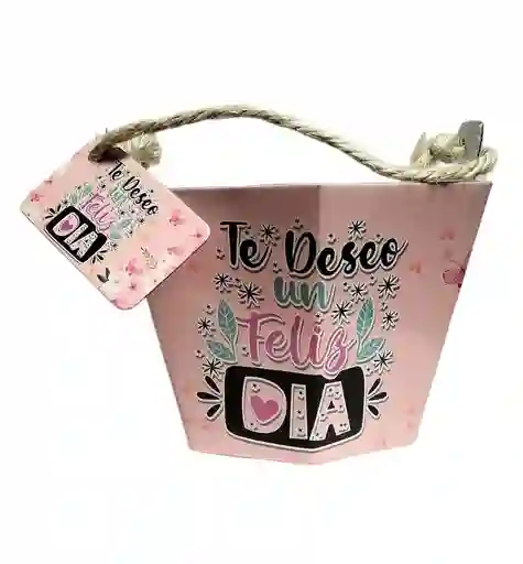 Caja De Carton Forma De Canasta Con Diseño Feliz Dia Ideal Para Regalo