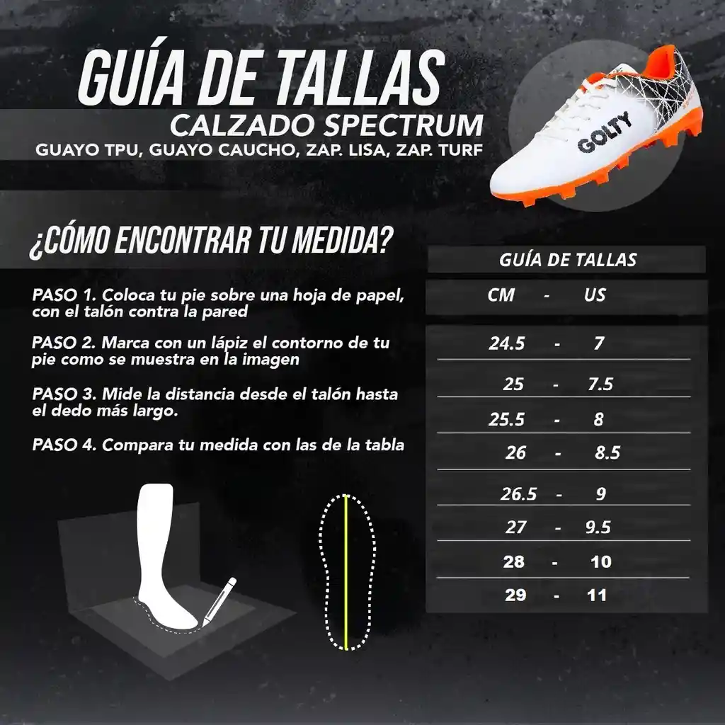 Zapatillas Golty Profesional Spectrum F5, Sintética/gris-naranja/talla-9.5