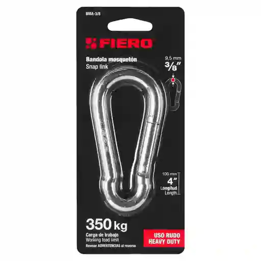 Bandola Mosqueton Acero 3/8 X 4 Cap 350kg Fiero