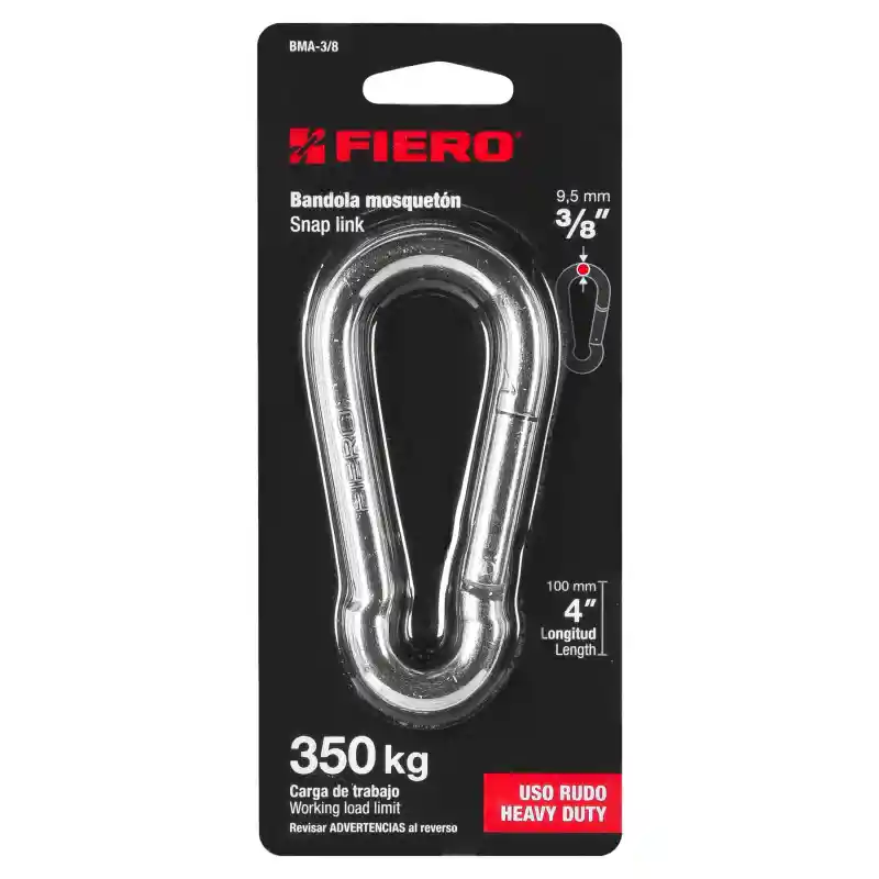 Bandola Mosqueton Acero 3/8 X 4 Cap 350kg Fiero