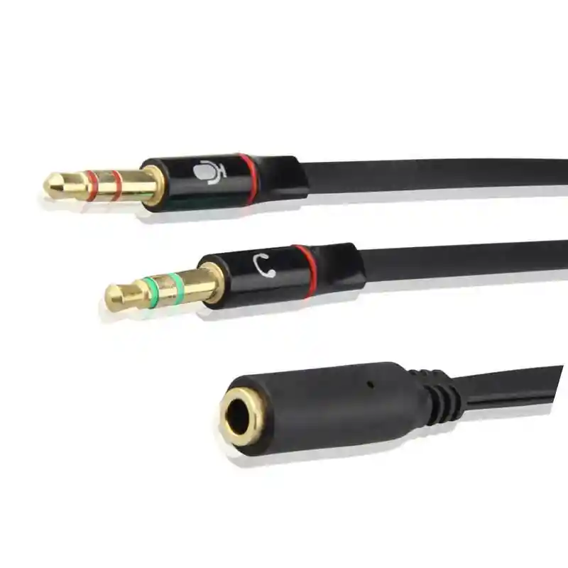 Adaptador De Audio Y Sonido 2 Machos 3.5 A 1 Hembra 3.5 Mm// Para Diademas 1 Plug Y Pc De Dos Plug