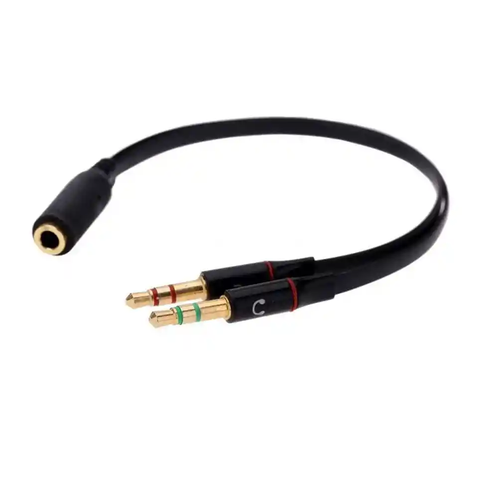 Adaptador De Audio Y Sonido 2 Machos 3.5 A 1 Hembra 3.5 Mm// Para Diademas 1 Plug Y Pc De Dos Plug