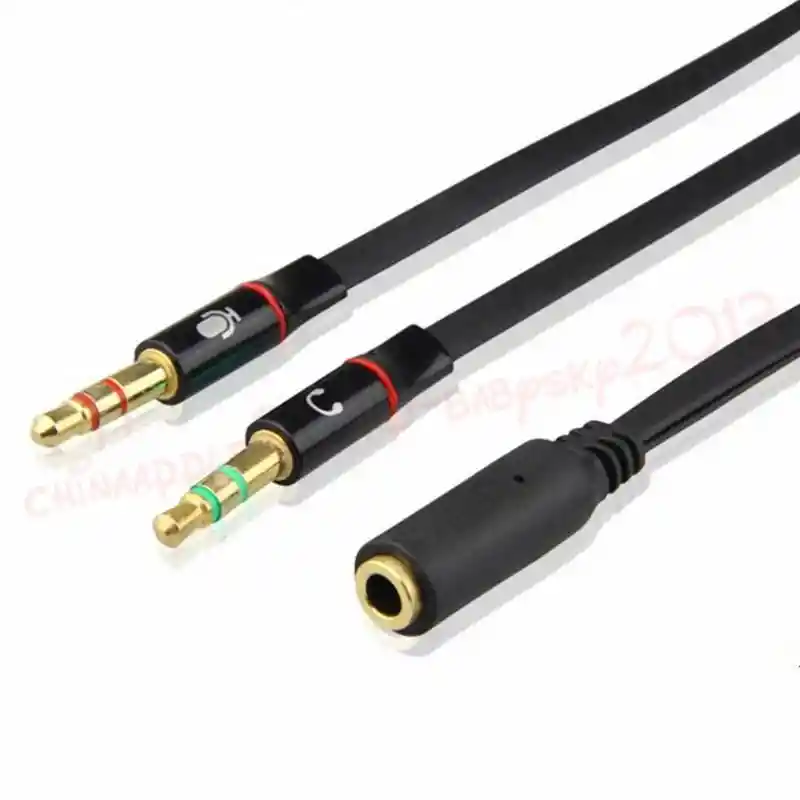 Adaptador De Audio Y Sonido 2 Machos 3.5 A 1 Hembra 3.5 Mm// Para Diademas 1 Plug Y Pc De Dos Plug