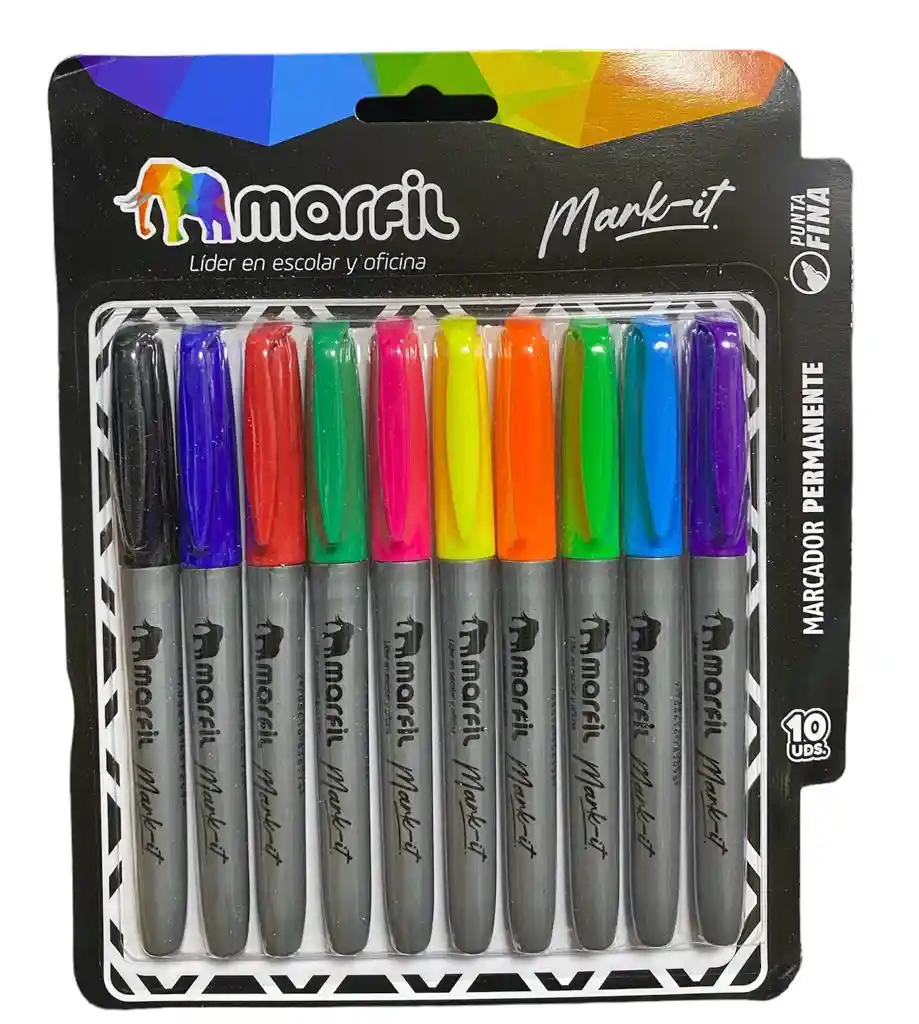 Marcador Permanente X 10 Colores Marfil