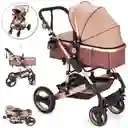 Coche + Porta Bebe Niño Niña Viajero Carriola Travel System Europeo Dorado