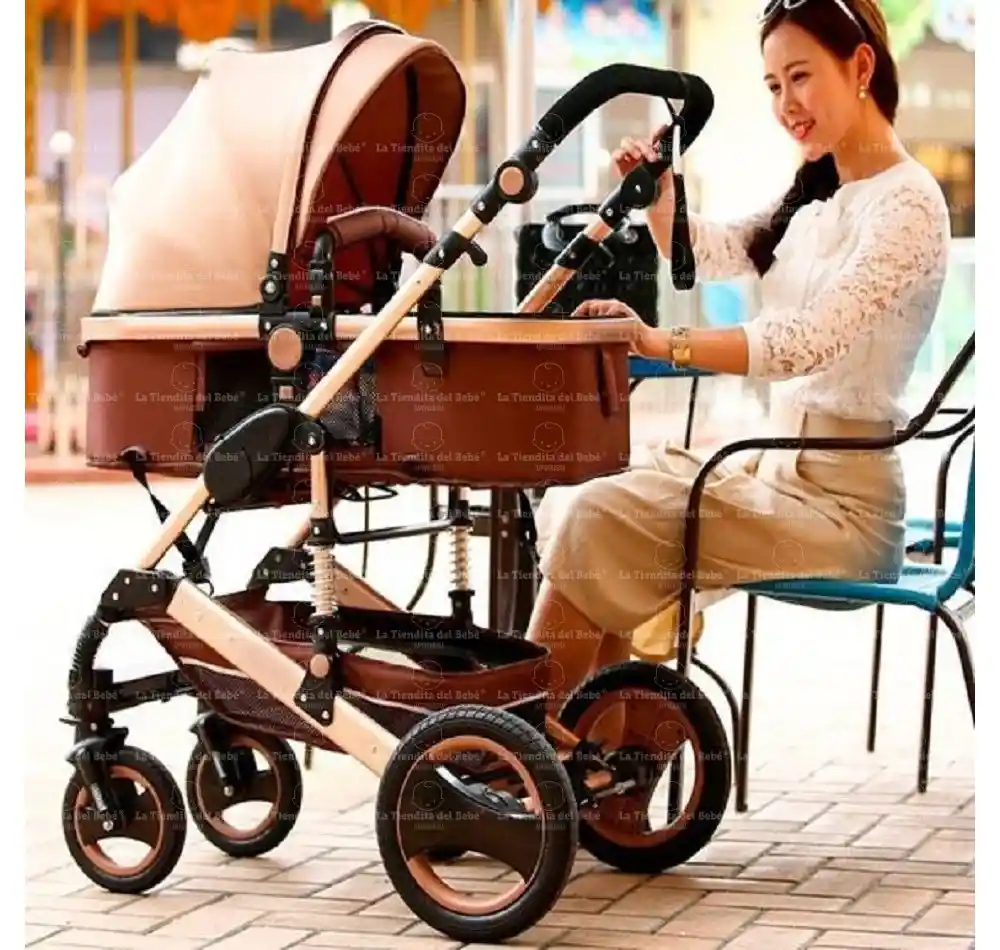 Coche + Porta Bebe Niño Niña Viajero Carriola Travel System Europeo Dorado