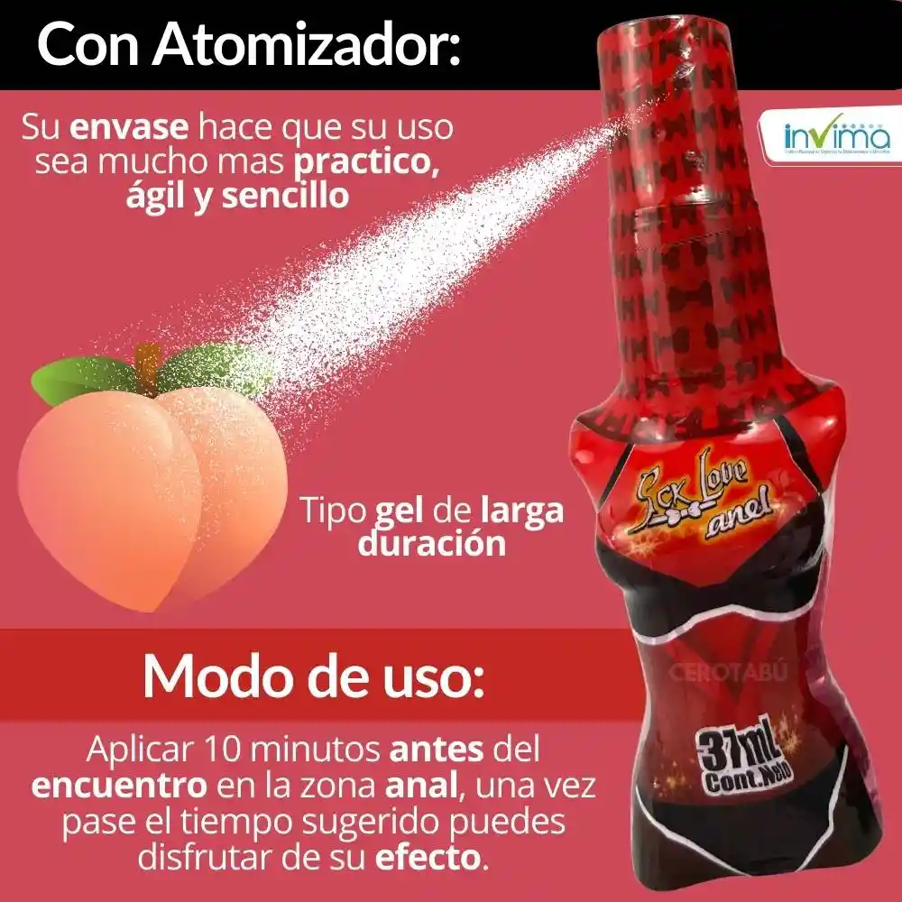 Lubricante Intimo Dilatador Anal En Spray X 37ml