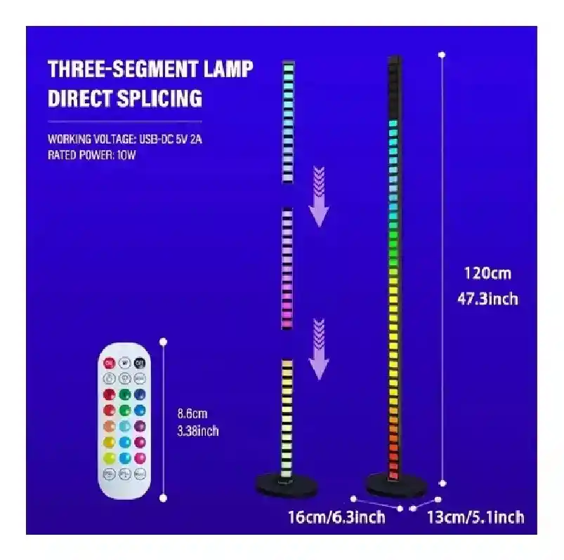 Barra Ritmica Led Inteligente Rgb Con Control Remoto 1.22 Cm