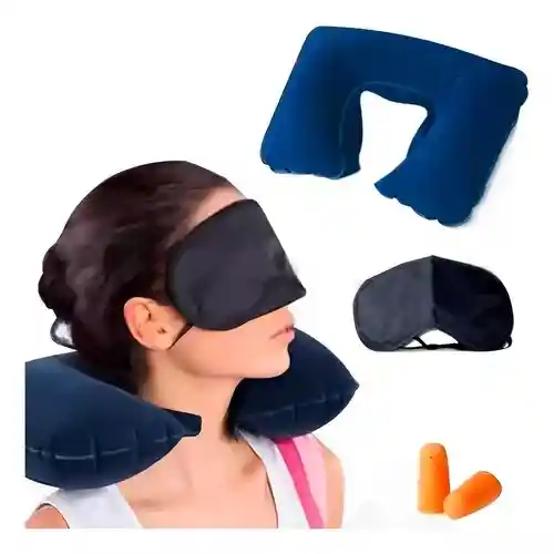 Kit Almohada Cojin Tapa Ojos Tapa Oido, Viaja Comodo