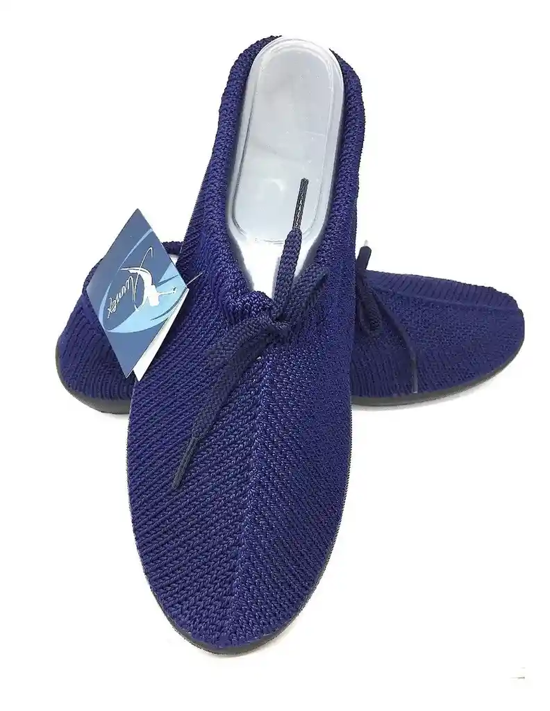 Zapatos De Descanso Plumex Para Abuelas, Tías Con Cordón En Azul