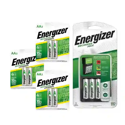 Cargador De Pilas Maxi Energizer + 6aa