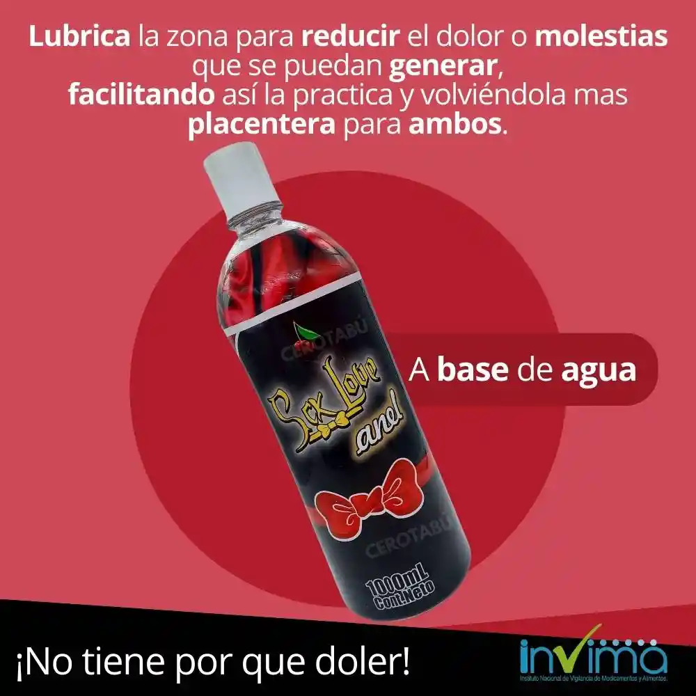 Lubricante Intimo Dilatador Anal Larga Duracion Sex Love X 1000ml