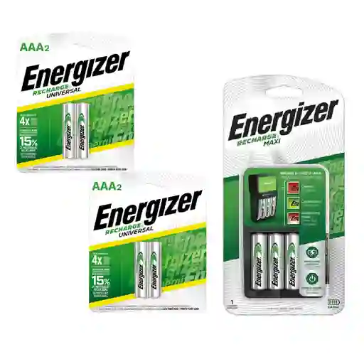 Cargador De Pilas Maxi Energizer + 4 Pilas Aaa