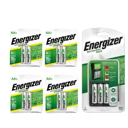Cargador De Pilas Maxi Energizer + 8aa