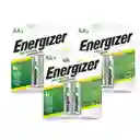 Pilas Recargables Energizer 2aa X3 Und (6 Pilas)
