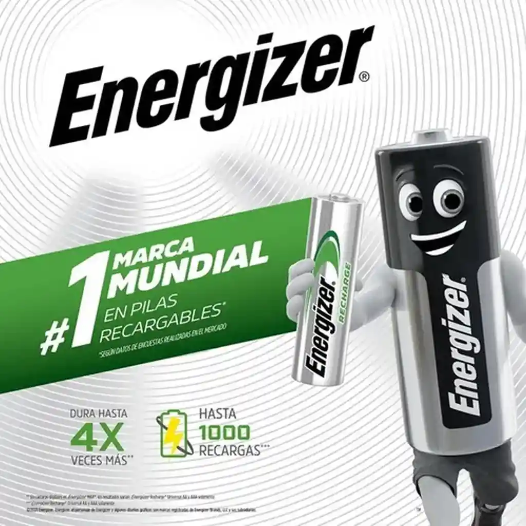 Pilas Recargables Energizer 9v X2 (2pilas En Total)