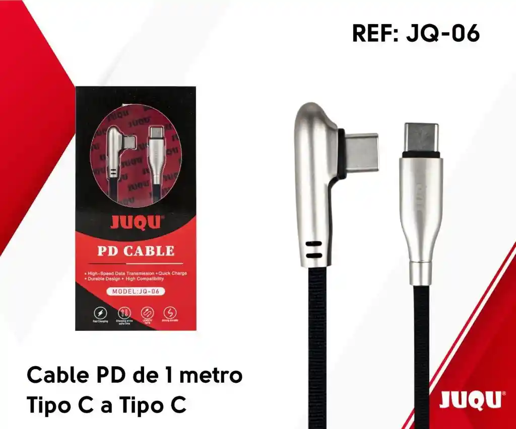 Cable Datos Carga Tipo C A Tipo C En L 90 Grados Alta Calidad Nylon Trenzado 1 Metro Carga Rápida