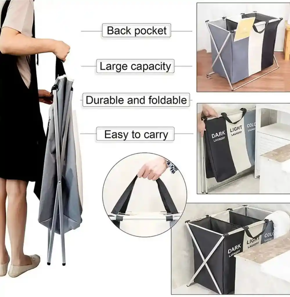 Cesta De Almacenamiento Con Triple Division Plegable