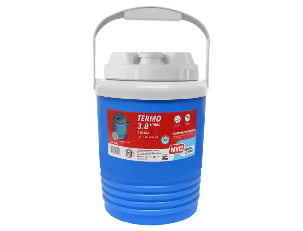 Termo 3.8 Litros Camping Marca Nyc Frio Hielero 1 Galón Azul