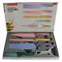 Set De Cuchillos Premium + Tijera Y Pelador Ideal Cocina Y Regalo