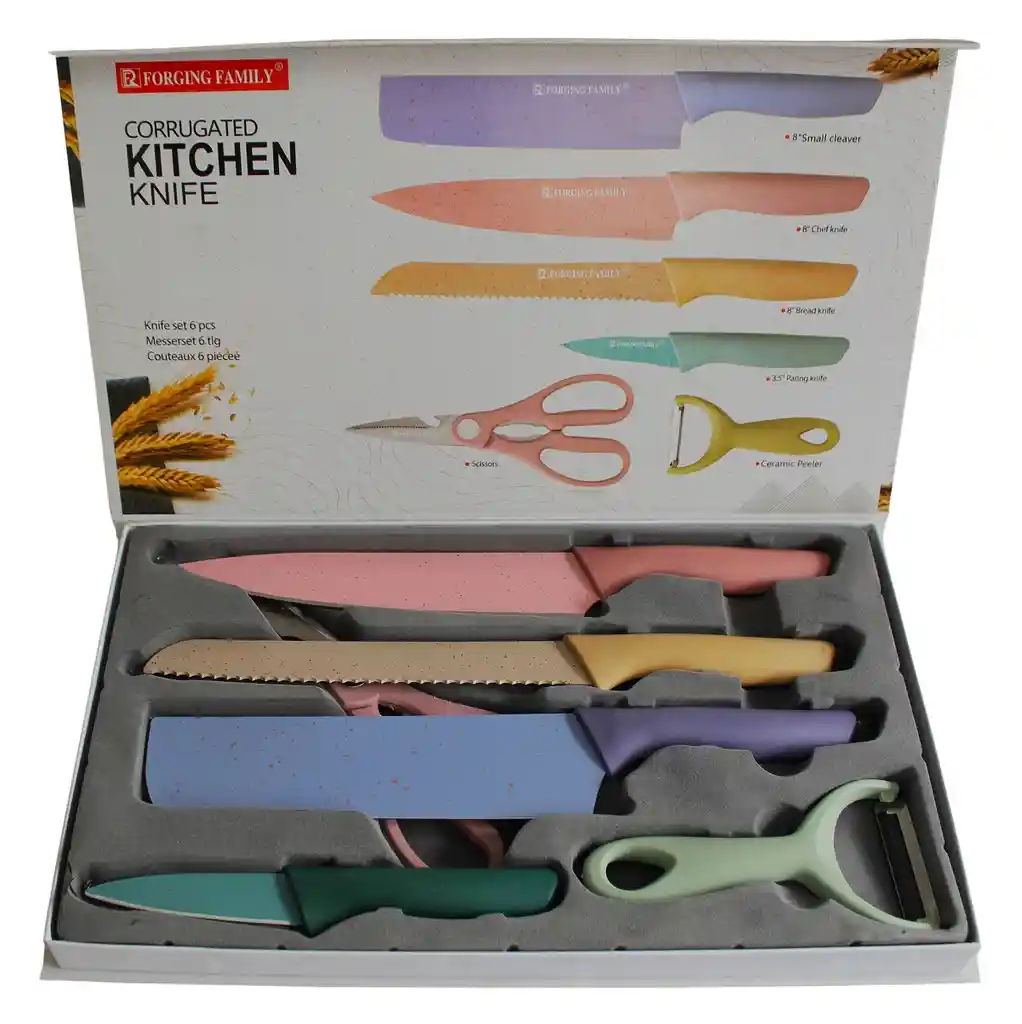 Set De Cuchillos Premium + Tijera Y Pelador Ideal Cocina Y Regalo