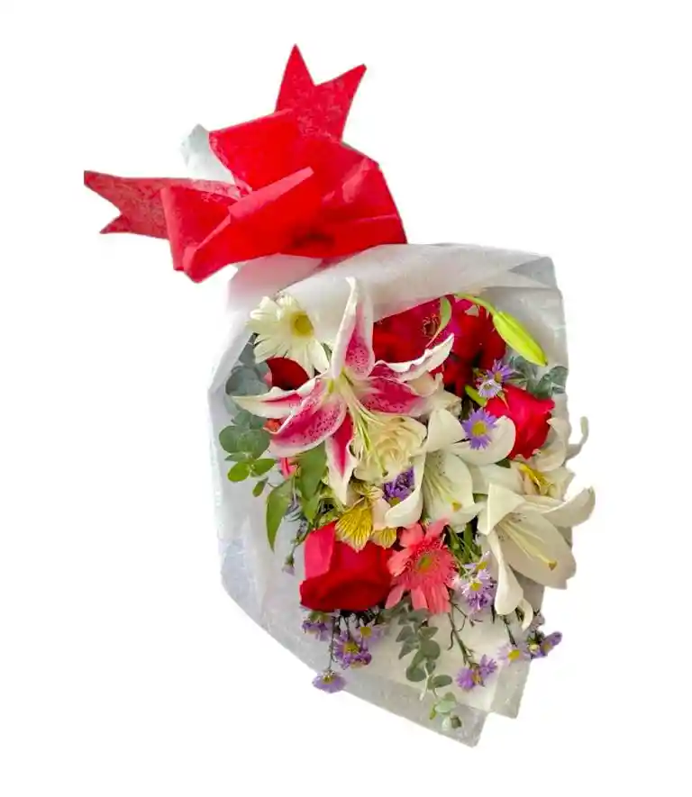 Flores De Gerberas Y Lirios En Bouquet