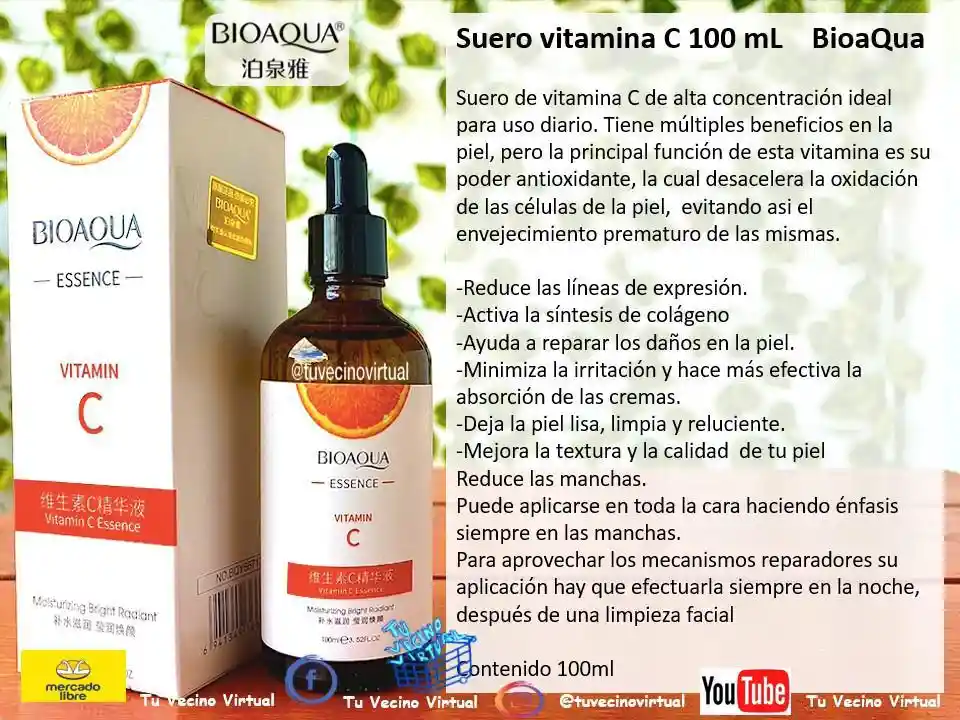 Suero De Vitamina C, Suero De Acido Hialuronico Y Tónico De Acido Hialuronico Bioaqua