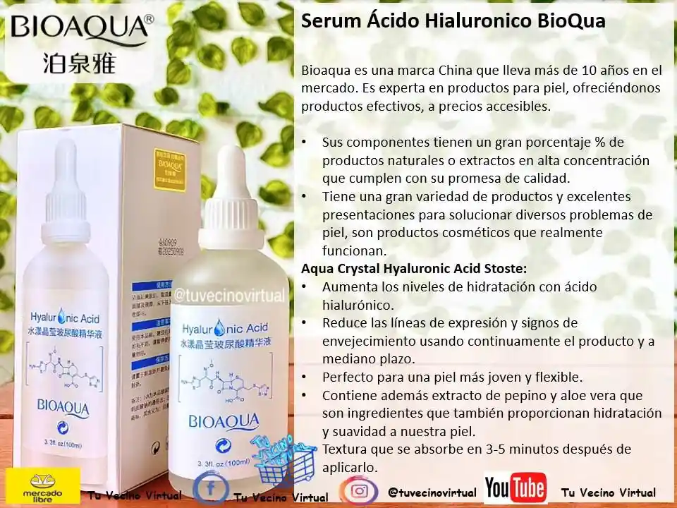 Suero De Vitamina C, Suero De Acido Hialuronico Y Tónico De Acido Hialuronico Bioaqua