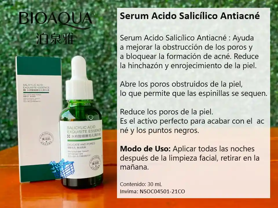 Jabón, Suero Y Crema Hidratante De Acido Salicílico Bioaqua