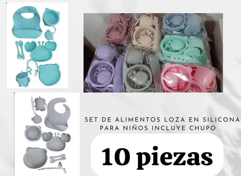 Vajilla Para Bebe 10 Piezas En Silicona