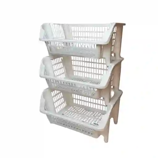 Almacenador Organizador Apilable Frutas Verduras Multiuso 3 Niveles Blanco Buhogar