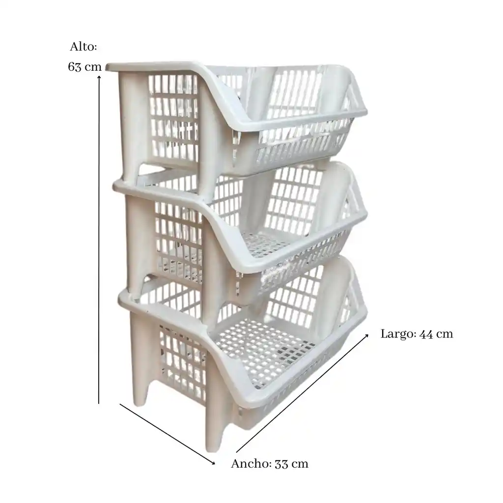 Almacenador Organizador Apilable Frutas Verduras Multiuso 3 Niveles Blanco Buhogar