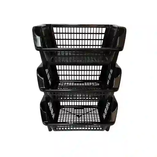 Almacenador Organizador Apilable Frutas Verduras Multiuso 3 Niveles Negro Buhogar