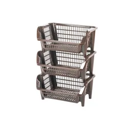 Almacenador Organizador Apilable Frutas Verduras Multiuso 3 Niveles Cafe Buhogar