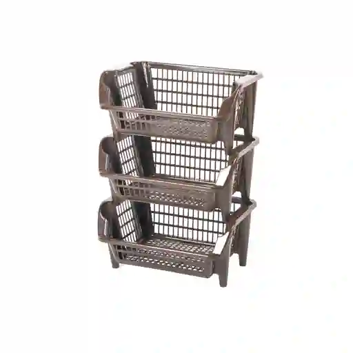 Almacenador Organizador Apilable Frutas Verduras Multiuso 3 Niveles Cafe Buhogar
