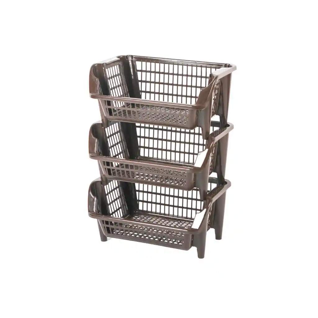 Almacenador Organizador Apilable Frutas Verduras Multiuso 3 Niveles Cafe Buhogar