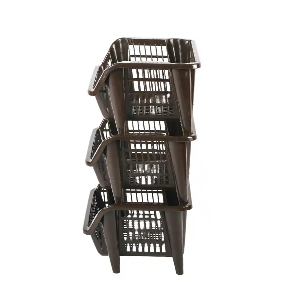Almacenador Organizador Apilable Frutas Verduras Multiuso 3 Niveles Cafe Buhogar